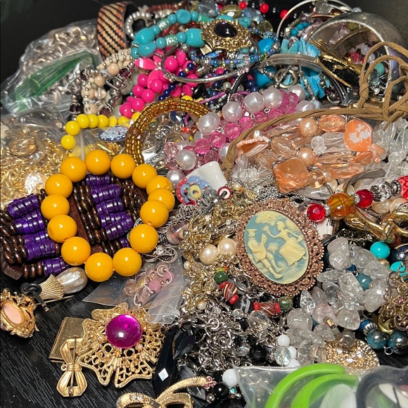 Estate Jewelry - Gallon Bag Lot of Craft Jewelry Some Wearable